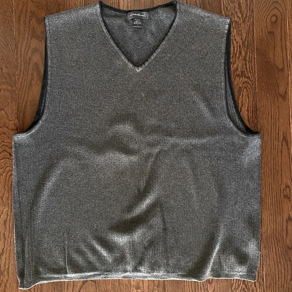 Eddie Bauer V-Neck Sweater Vest - Dark Gray